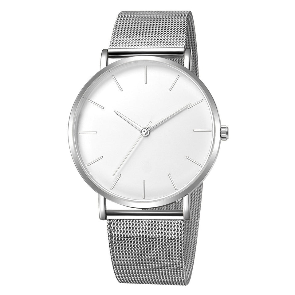 Elegant Silver Metal Mesh Watch