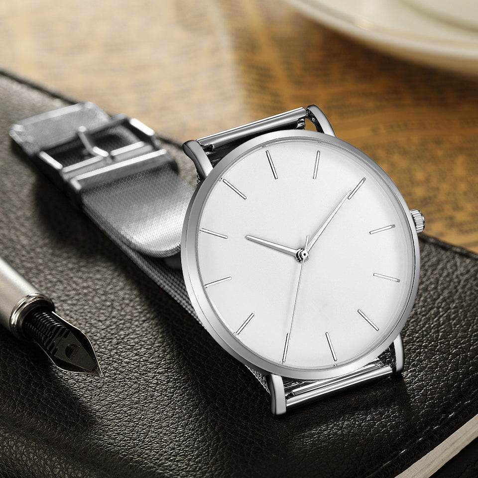 Elegant Silver Metal Mesh Watch