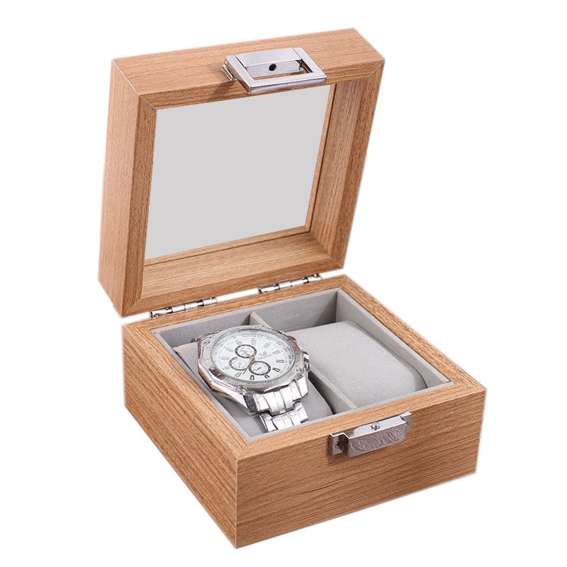 Light Wood Watch Organizer Display Case