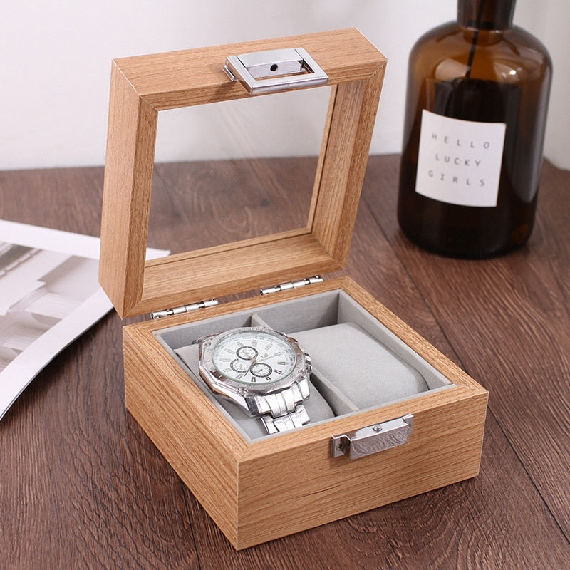 Light Wood Watch Organizer Display Case