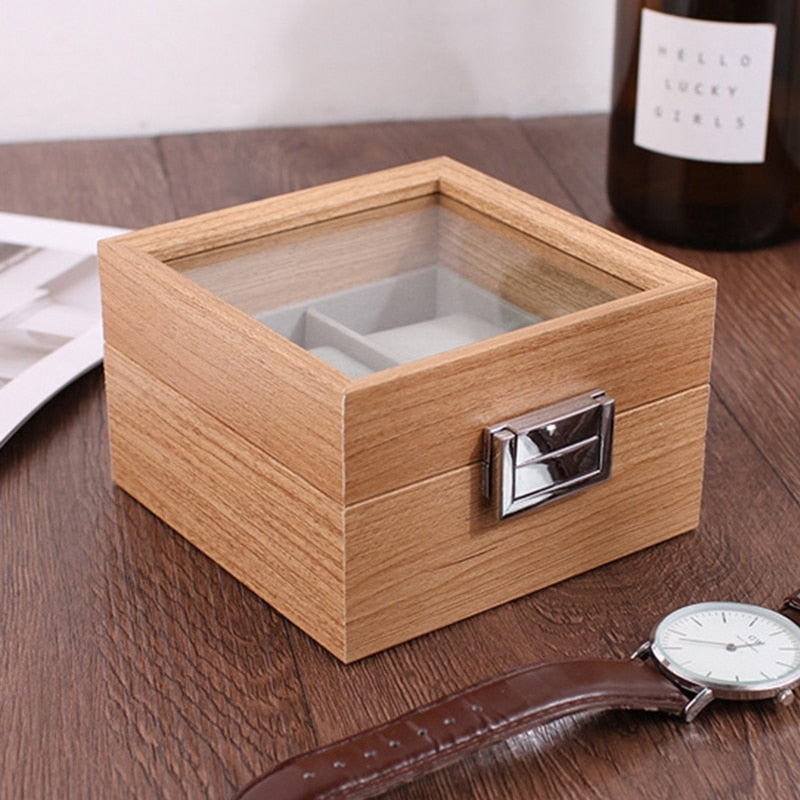 Light Wood Watch Organizer Display Case