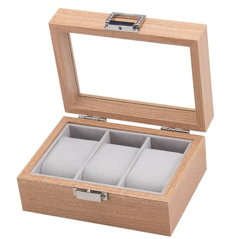 Light Wood Watch Organizer Display Case