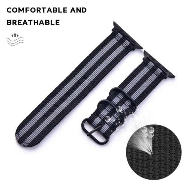 Hot Sell Nylon Watchband for Apple Watch Band Series 5/4/3/2/1 Sport Leather Bracelet 42mm 44mm 38mm 40mm Strap For iwatch Band