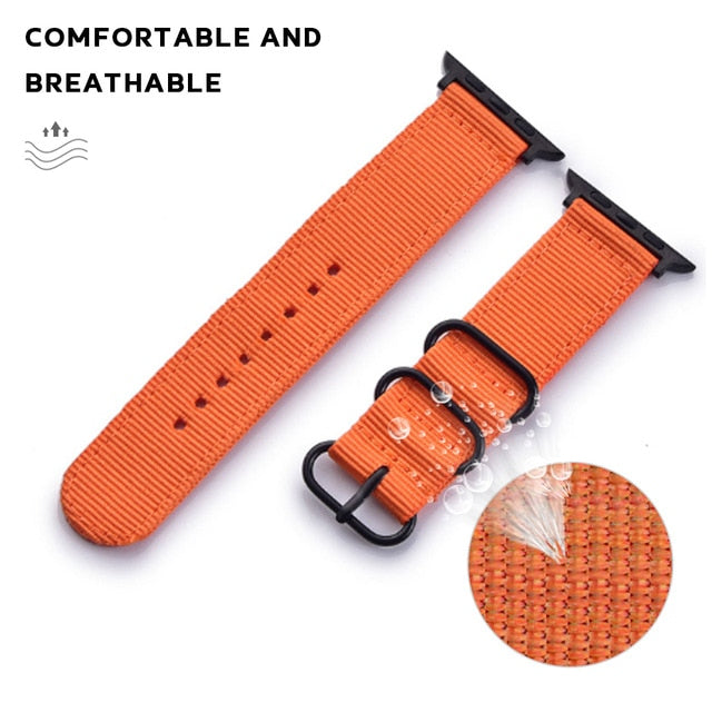 Hot Sell Nylon Watchband for Apple Watch Band Series 5/4/3/2/1 Sport Leather Bracelet 42mm 44mm 38mm 40mm Strap For iwatch Band