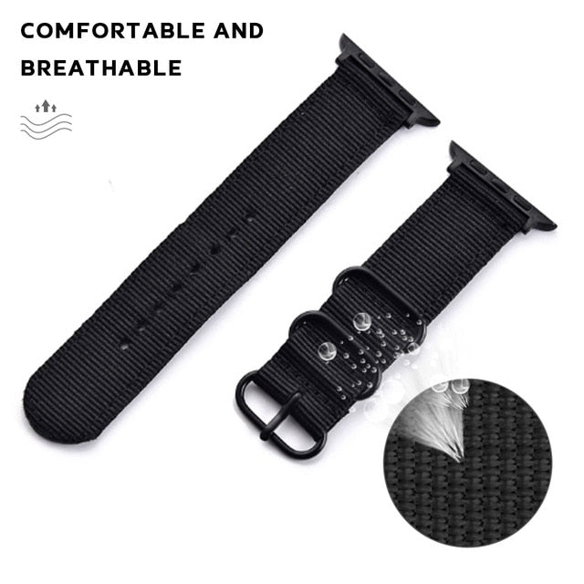 Hot Sell Nylon Watchband for Apple Watch Band Series 5/4/3/2/1 Sport Leather Bracelet 42mm 44mm 38mm 40mm Strap For iwatch Band