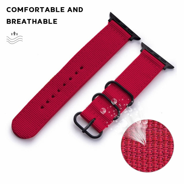 Hot Sell Nylon Watchband for Apple Watch Band Series 5/4/3/2/1 Sport Leather Bracelet 42mm 44mm 38mm 40mm Strap For iwatch Band